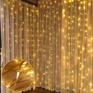 Clearance Price-21.89-Curtain Lights-9.8 x 9.8 ft Curtain of String Lights with Remote