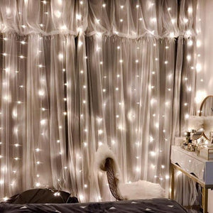 Clearance Price-21.89-Curtain Lights-9.8 x 9.8 ft Curtain of String Lights with Remote