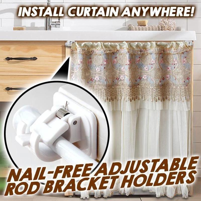 Nail-free Adjustable Rod Bracket Holders (2pcs)