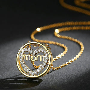 Mom Word With Heart Pendant Necklace