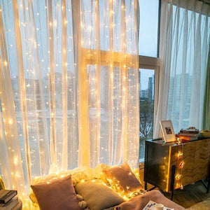 Clearance Price-21.89-Curtain Lights-9.8 x 9.8 ft Curtain of String Lights with Remote