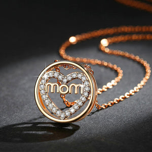 Mom Word With Heart Pendant Necklace