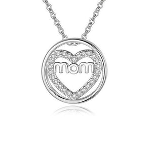 Mom Word With Heart Pendant Necklace