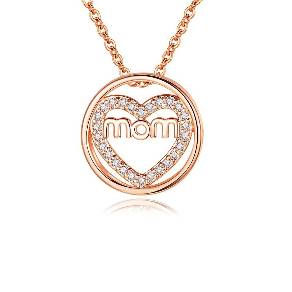 Mom Word With Heart Pendant Necklace