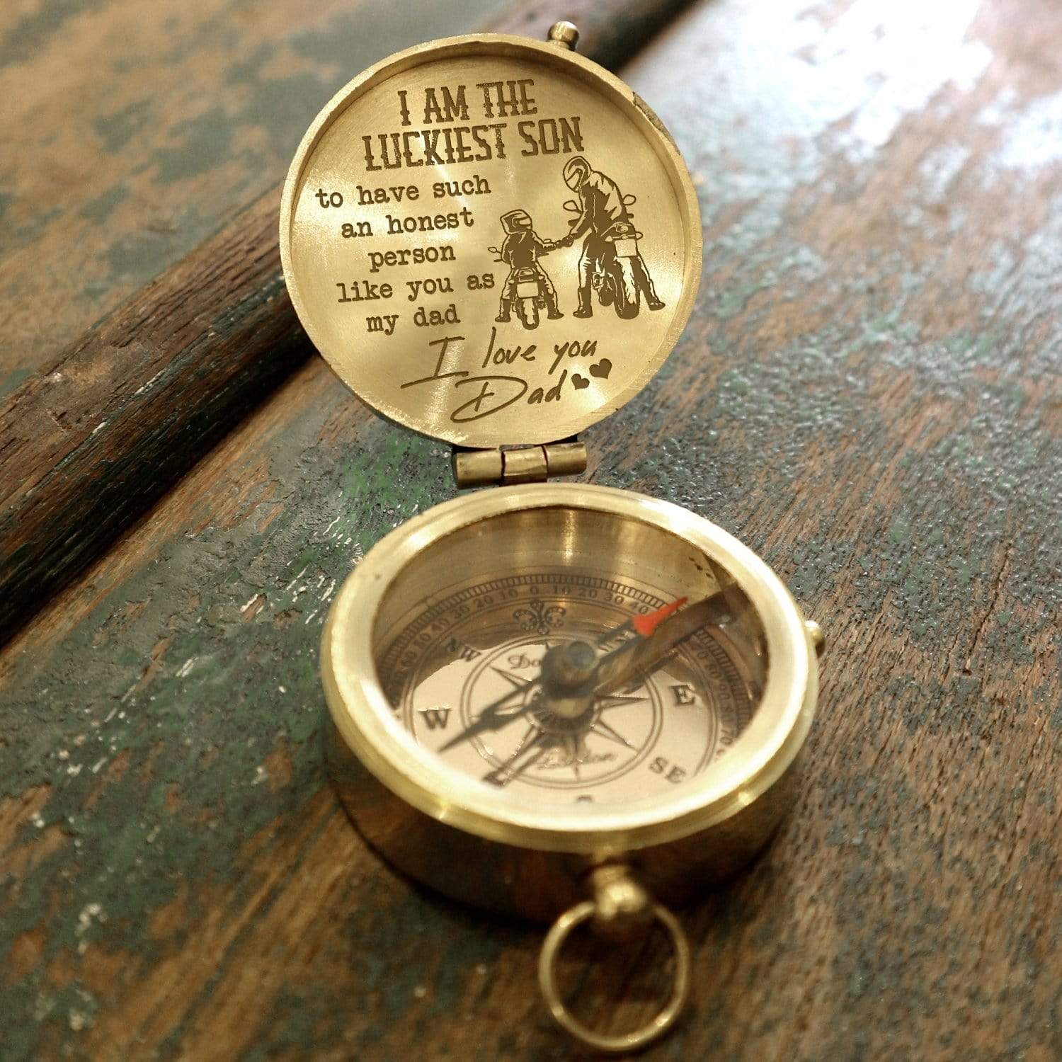 Engraved Compass - Biker - To My Dad - I Am The Luckiest Son - Gpb18031