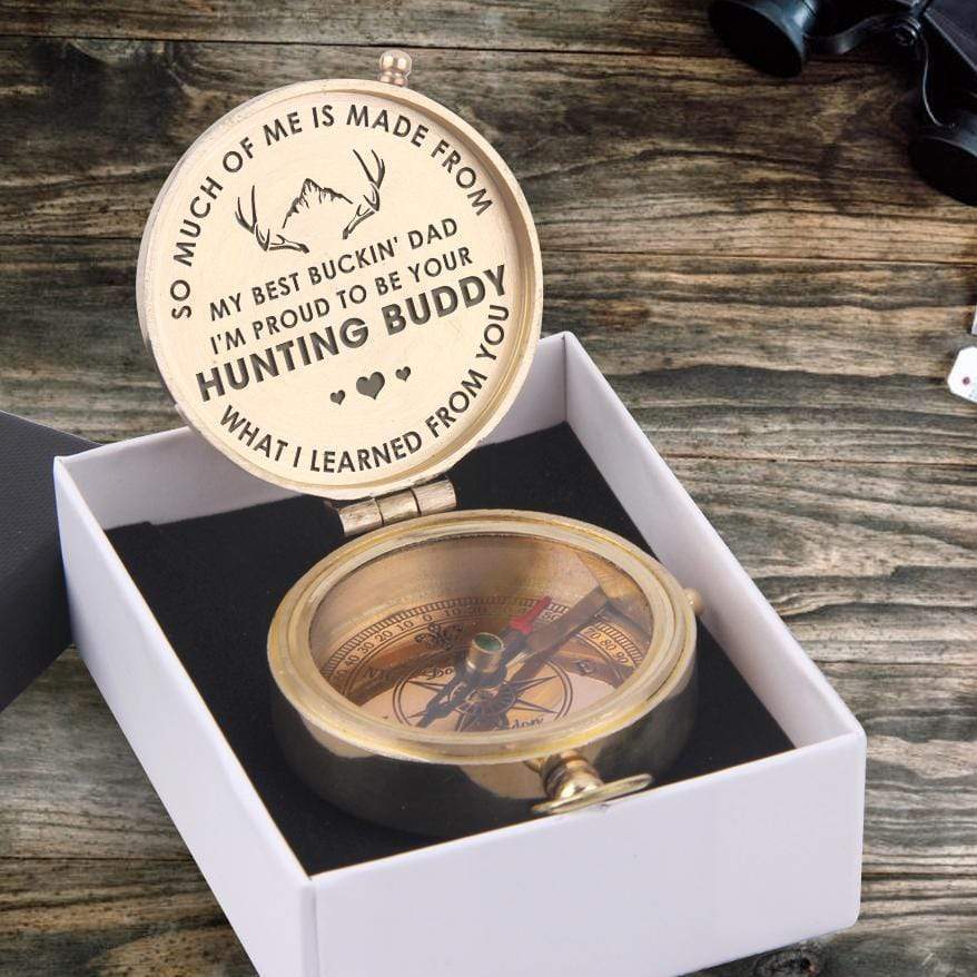 Engraved Compass - My Best Buckin' Dad - I'm Proud To Be Your Hunting Buddy - Gpb18002