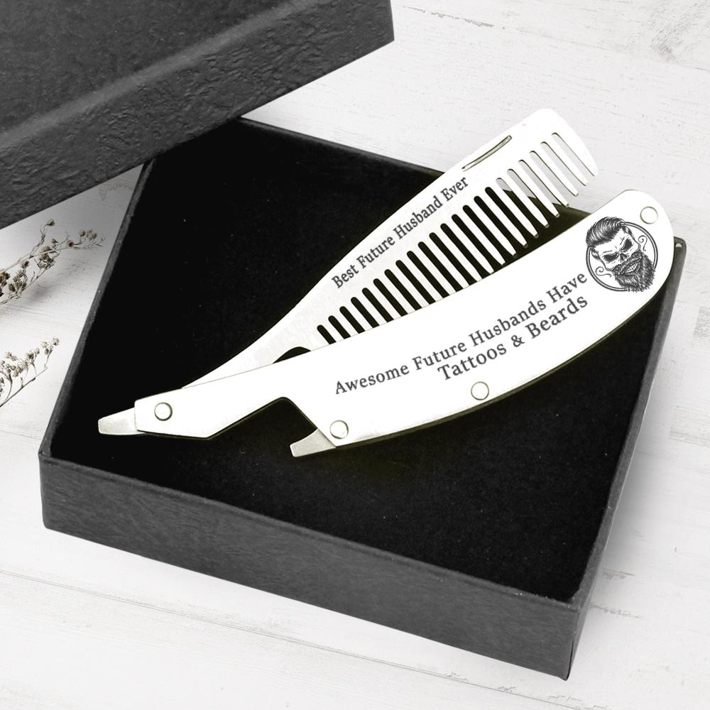 Folding Comb - Best Future Husband Ever - Awesome Future Husbands Have Tattoos & Beards - Gec24003