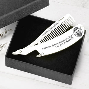 Folding Comb - Best Future Husband Ever - Awesome Future Husbands Have Tattoos & Beards - Gec24003