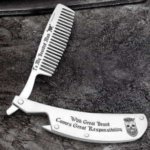 Folding Comb - My Bearded Man - With Great Beard Comes Great Responsibility - Gec26006