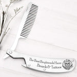 Load image into Gallery viewer, Folding Comb - My Boyfriend - The Best Boyfriends Have Beards &amp; Tattoo - Gec12007
