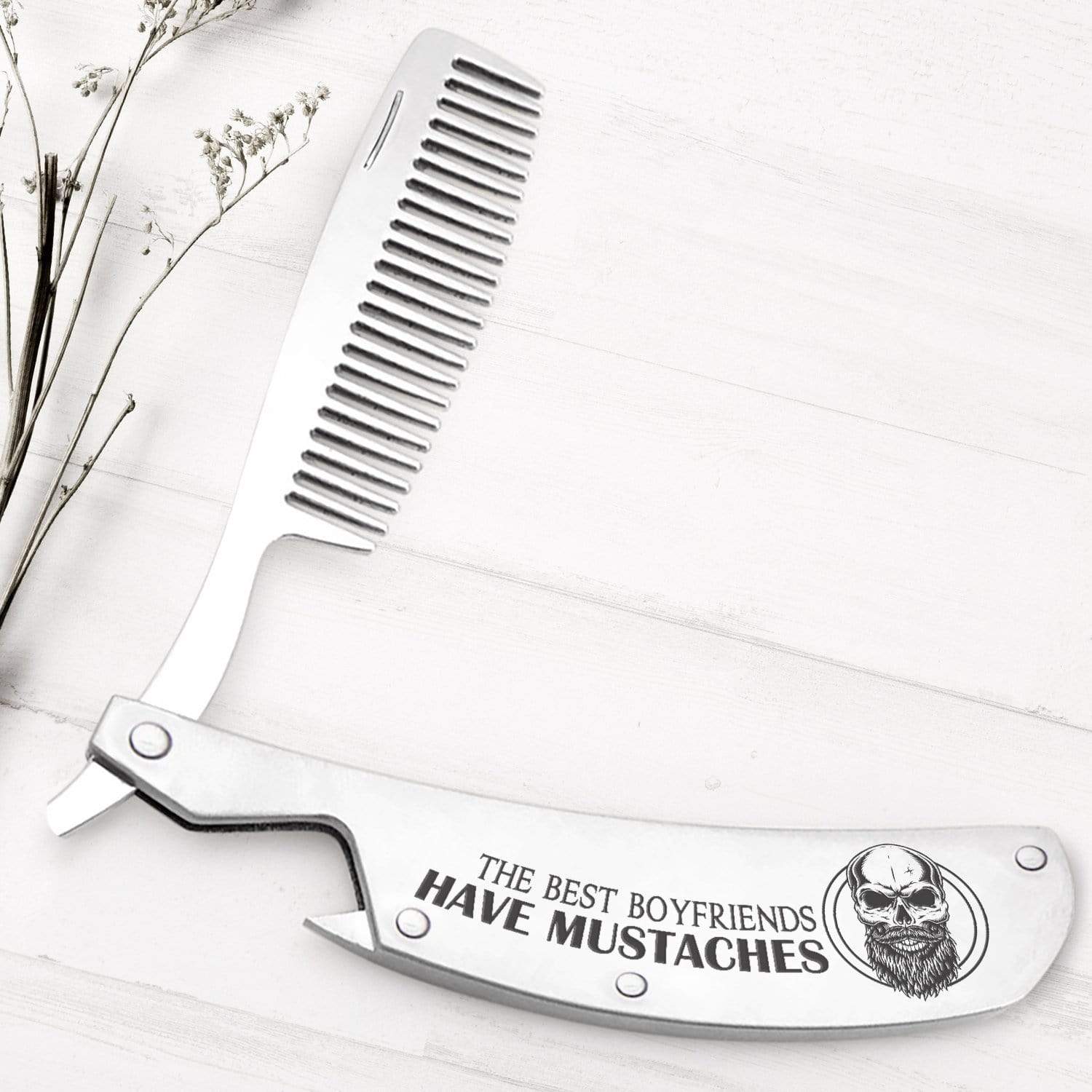 Folding Comb - My Boyfriend - The Best Boyfriends Have Mustaches - Gec12005