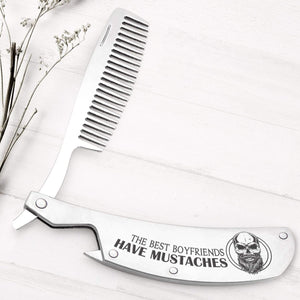 Folding Comb - My Boyfriend - The Best Boyfriends Have Mustaches - Gec12005