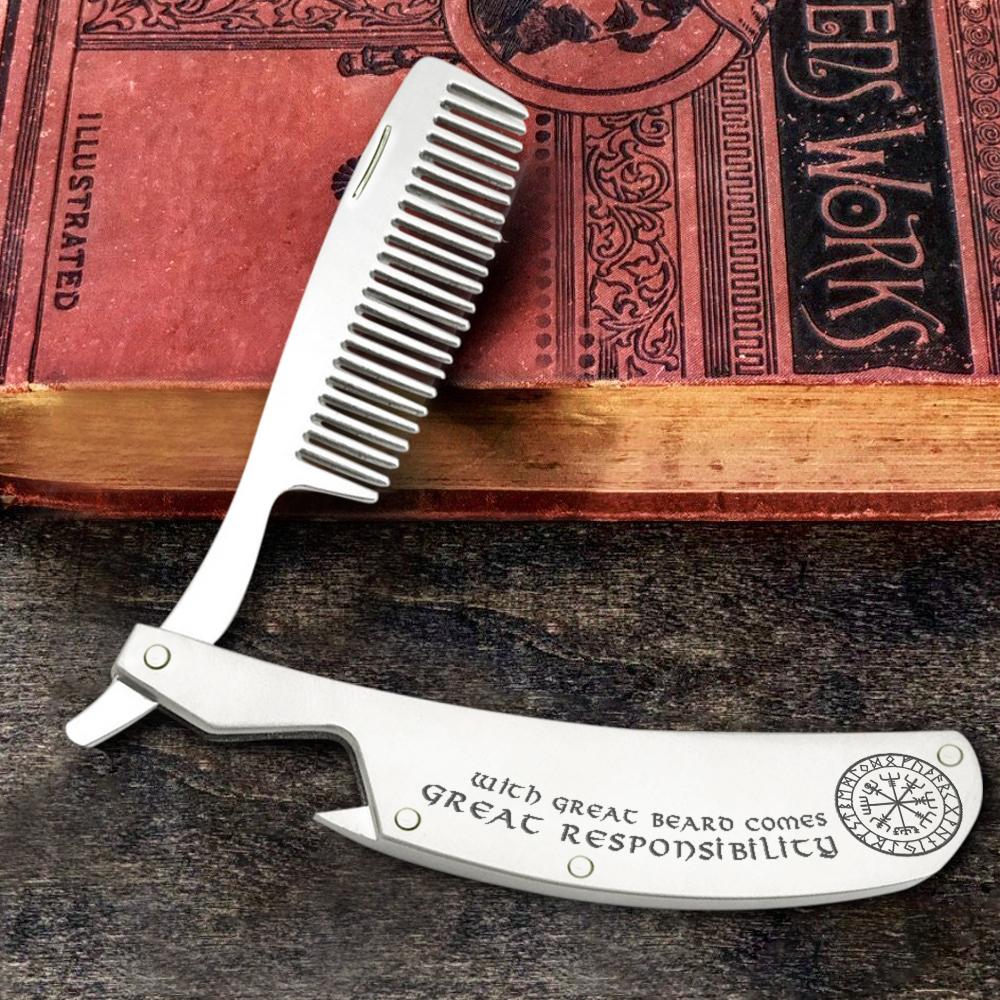 Folding Comb - My Man - With Great Beard Comes Great Responsibility - Gec26007