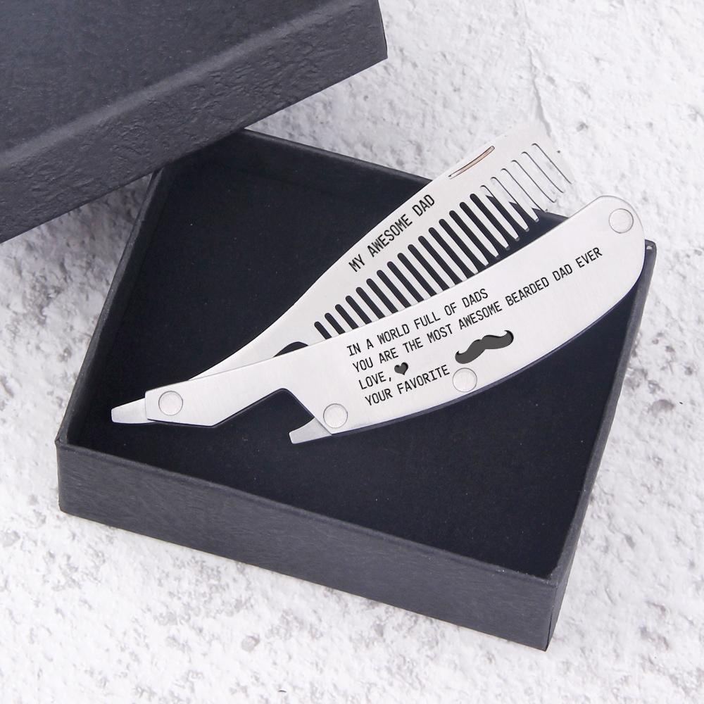 Folding Comb - To My Dad - You Are The Most Awesome Bearded Dad Ever - Gec18001