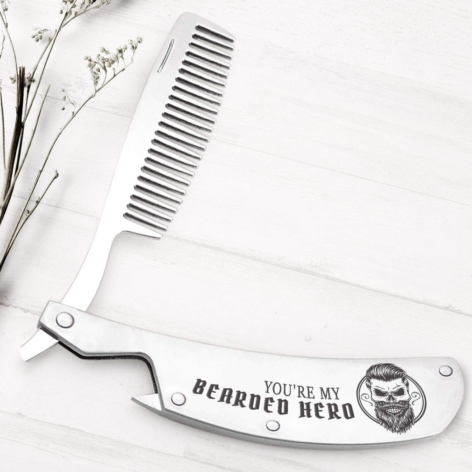 Folding Comb - To My Man - You're My Bearded Hero - Gec26026