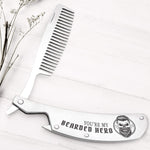 Load image into Gallery viewer, Folding Comb - To My Man - You&#39;re My Bearded Hero - Gec26026
