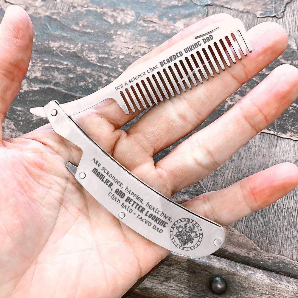 Folding Comb - Viking - To Bearded Viking Dad - Better Looking Than Bald-faced Dad - Gec18024