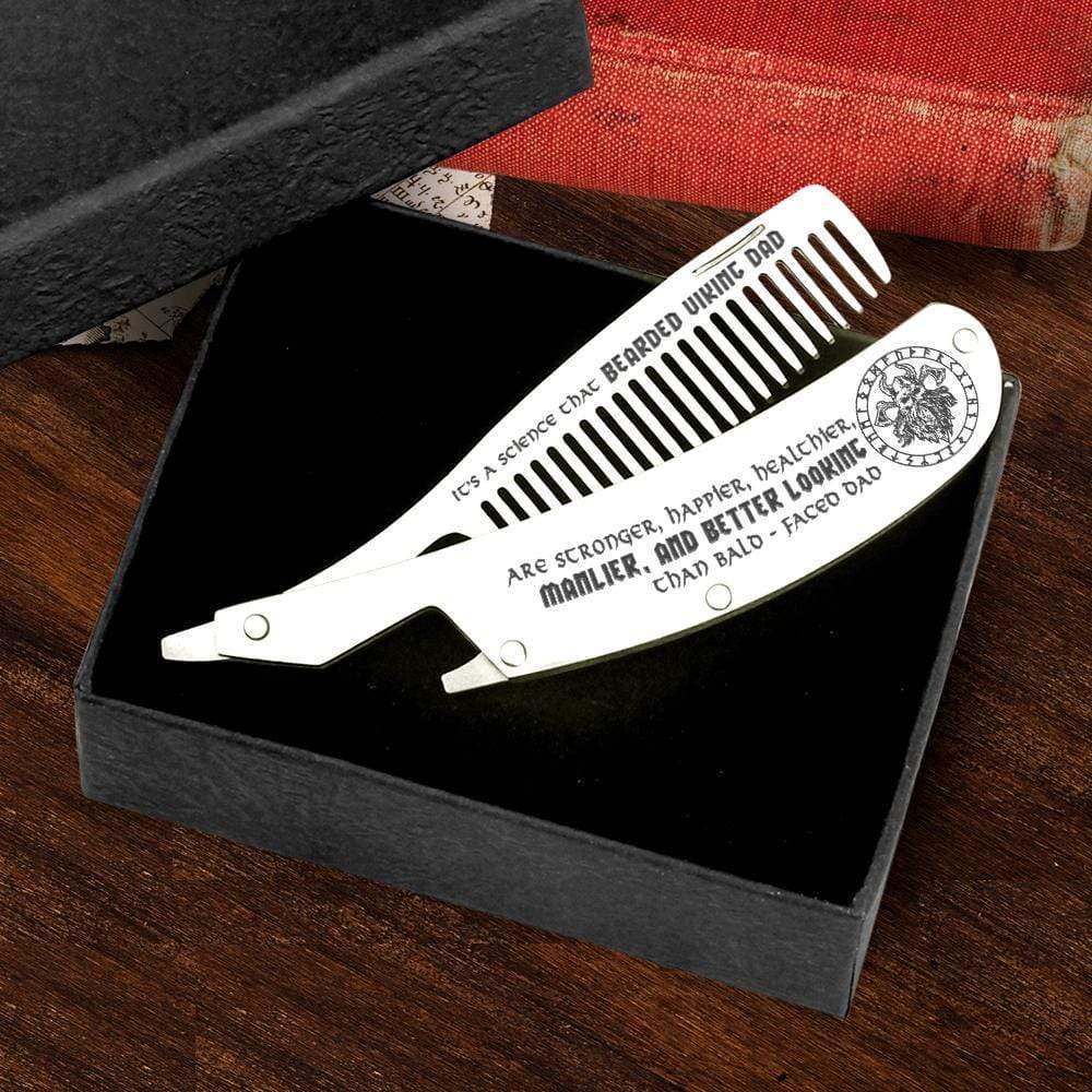 Folding Comb - Viking - To Bearded Viking Dad - Better Looking Than Bald-faced Dad - Gec18024