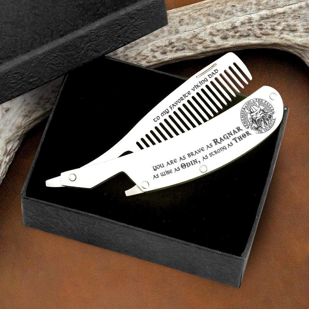 Folding Comb - Viking - To My Favorite Viking Dad - You Are As Brave As Ragnar, As Wise As Odin, As Strong As Thor - Gec18025