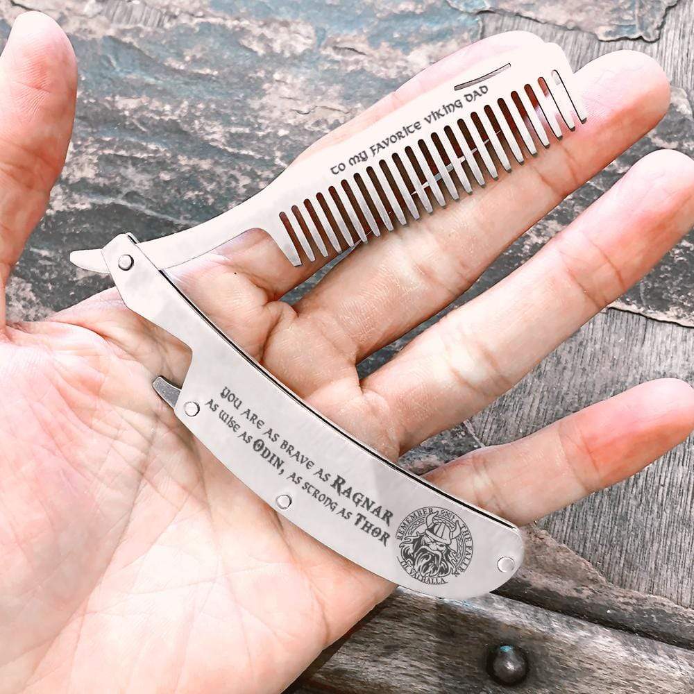 Folding Comb - Viking - To My Favorite Viking Dad - You Are As Brave As Ragnar, As Wise As Odin, As Strong As Thor - Gec18025