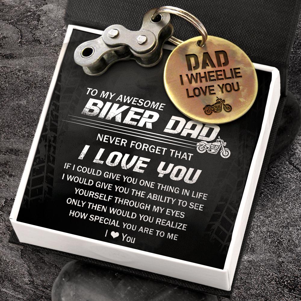 Motocross Keychain - To My Awesome Biker Dad - I Wheelie Love You - Gkbf18001