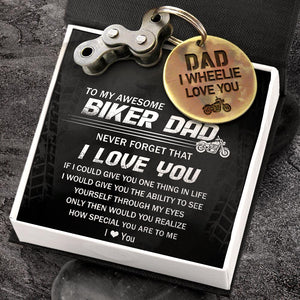 Motocross Keychain - To My Awesome Biker Dad - I Wheelie Love You - Gkbf18001